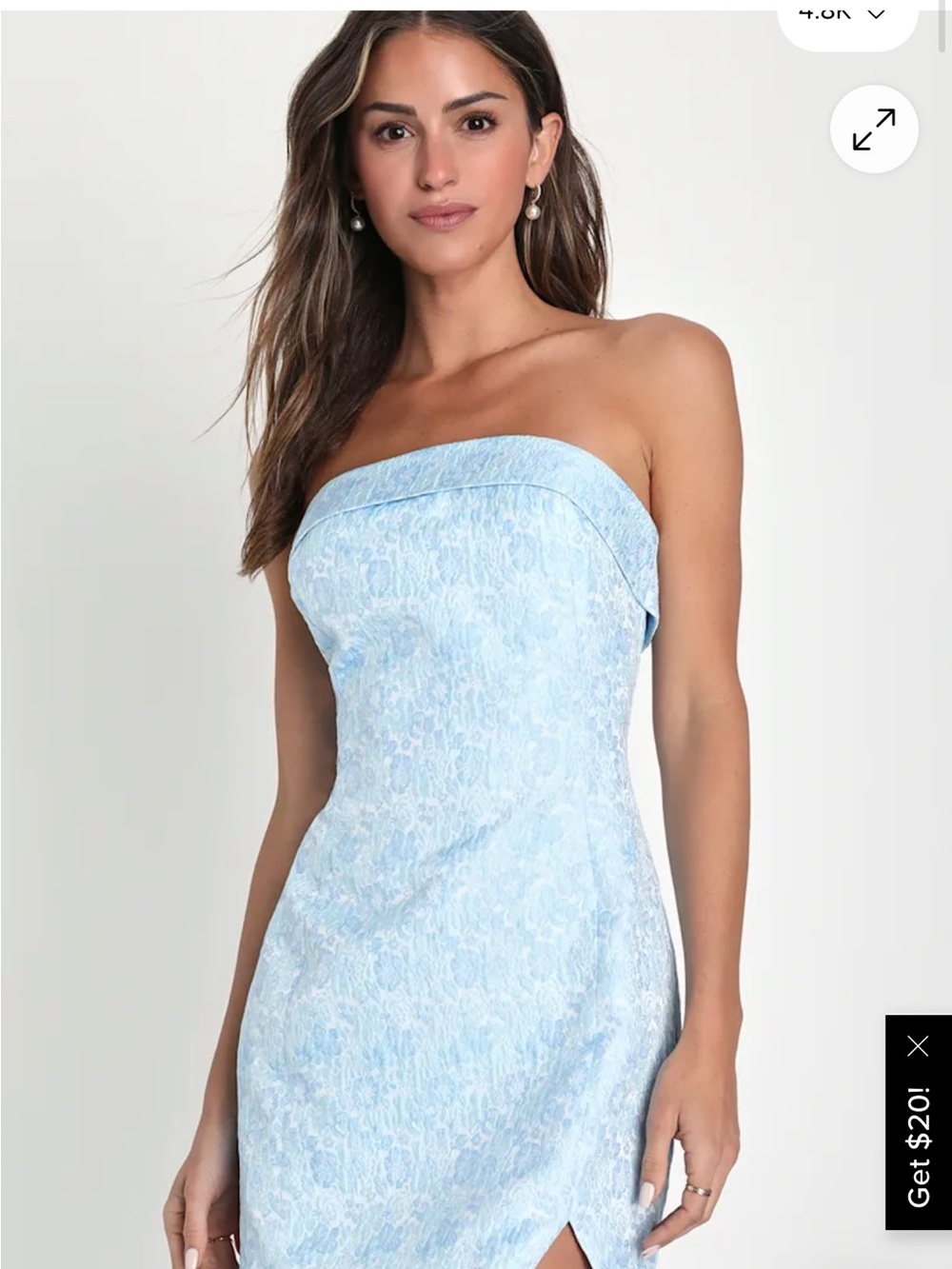Lulu's Light Blue Floral Strapless A-Line Skirt